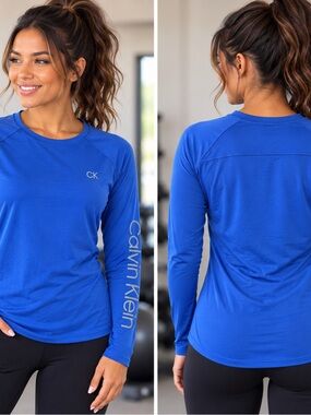 Calvin Klein Performance Women's Blue Long Sleeve Athletic Top M UPF 40